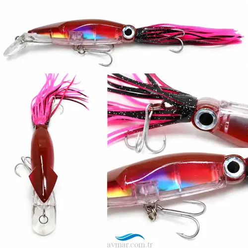 Captain 3450 Octopus Fringed 20cm Floating 36gr Kalamar Sahte Yem (1)