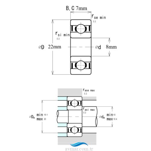Ezo 608 ZZ C3 Rulman 8x22x7 - 3