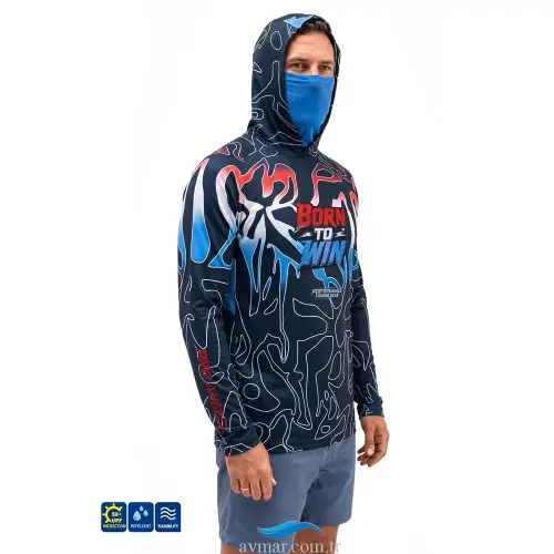 Fujin Pro Angler S26 Buff Hooded Izohips Bold Red T-Shirt (1)