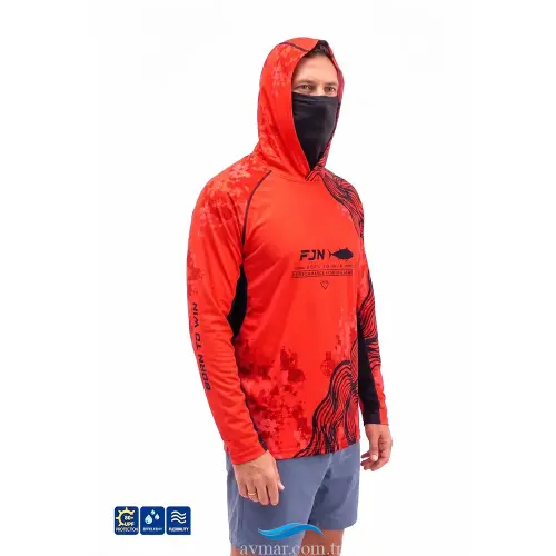 Fujin Relax S26 Buff Hoodie Coral Black T-Shirt (1)
