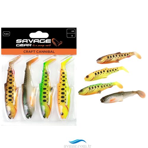 Savage Gear Craft Cannibal Paddletail 12.5cm 20gr Dark Water Mix 4lü (1)